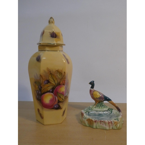 88 - An Aynsley lidded jar and a Beswick Pheasant ashtray.