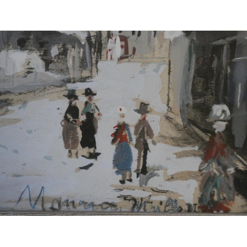 93 - A vintage framed lithograph print by Maurice Utrillo of 
La Vieille Rue, Saint Vincent, Montmartre.