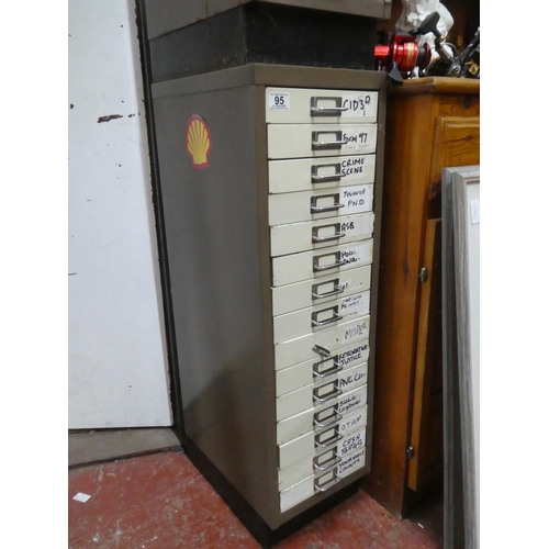 95 - A vintage metal index 15 drawer cabinet.