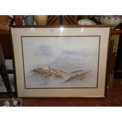 442 - A stunning large framed watercolour 'Looking towards Mount Errigal' by Irish artist Ashley Coulter, ... 