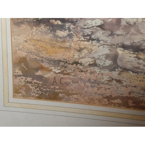 444 - A large stunning framed watercolour 'City Skyline at Sunset' by Irish artist Ashley Coulter, paintin... 