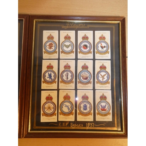 players cigarette cards raf badges Three framed sets of 12 'Player's