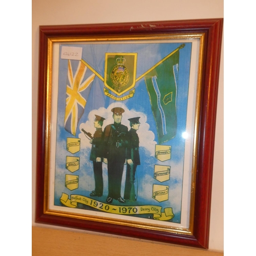 643 - An RUC 9215 C/5 leather holster and an Ulster Special Constabulary Association framed picture.