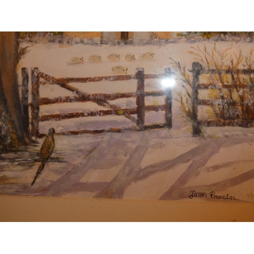 664 - A gilt framed watercolour of a winter scene signed Jean Proctor.