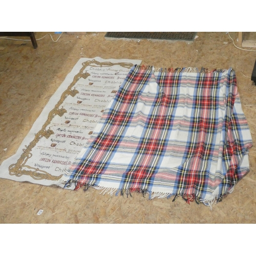 665 - A vintage tartan blanket and a throw.