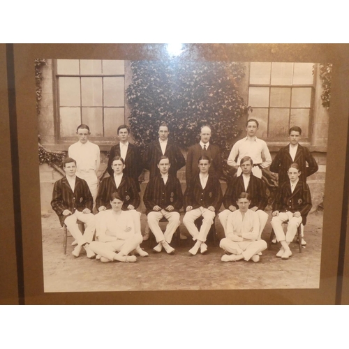 669 - Two antique framed photographs 'Foyle College Cricket XI., 1916' and 'Oxford'.