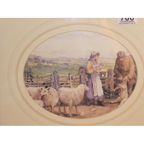 706 - A pair of framed pictures 'Blacksmith's' and Sheepshearing'