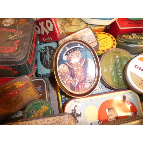 710 - A large lot of vintage collectors tins to include OXO, Jack Daniels, Mick McQuaid, Gallaher's and lo... 