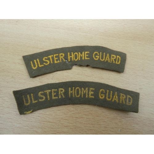 675 - Two Ulster Home Guard fabric badges,