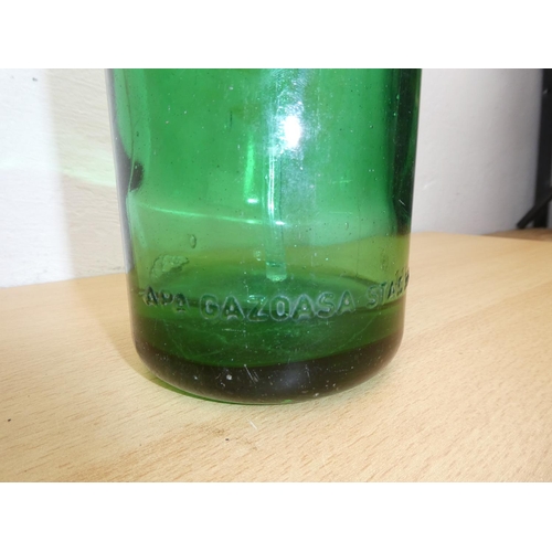 682 - A stunning antique green glass soda syphon, Tom Coop - Sibiu.