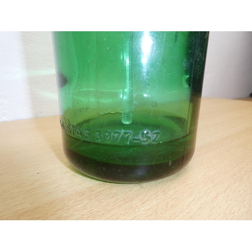 682 - A stunning antique green glass soda syphon, Tom Coop - Sibiu.