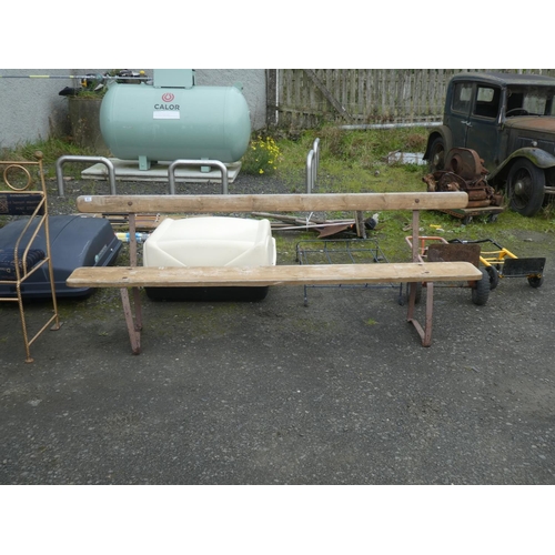 61 - A vintage 8ft pine bench.