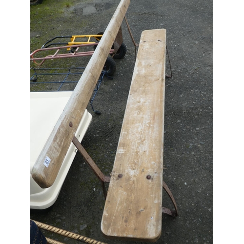 61 - A vintage 8ft pine bench.