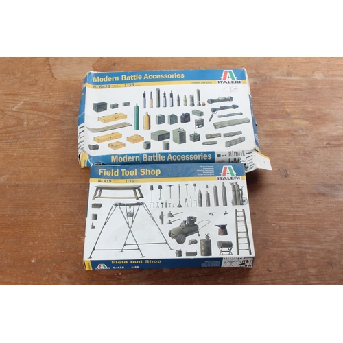 82 - Two boxed Italeri 'Field Tool Shop' and 'Modern Battle Accessories' kits.