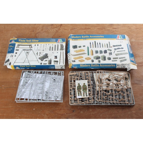 82 - Two boxed Italeri 'Field Tool Shop' and 'Modern Battle Accessories' kits.