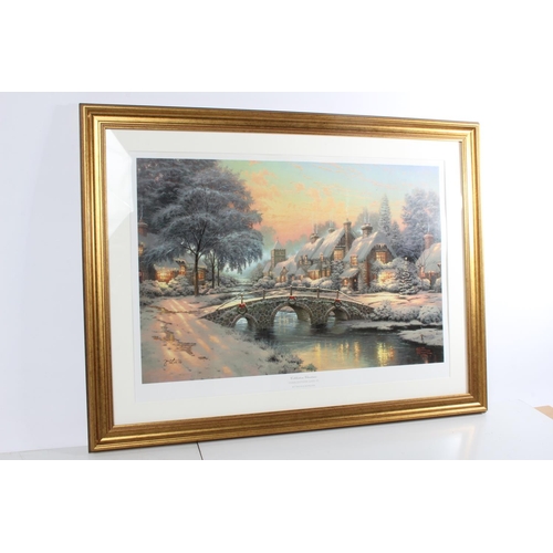 160 - A large gilt framed picture 'Cobblestone Christmas'.