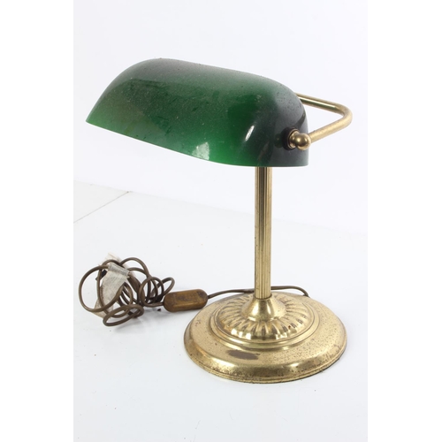 188 - A brass bankers lamp.