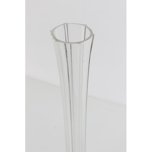 197 - A pair of tall clear glass bud vases.