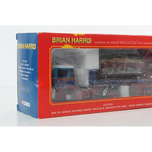 254 - A boxed Corgi Limited Edition Brian Harris CC11910 ERF EC Series Flatbed Crane Trailer and Crushed C... 