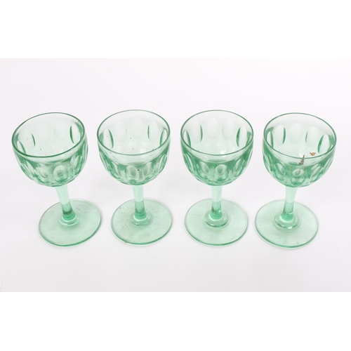 93 - A set of four vintage uranium liqueur glasses.