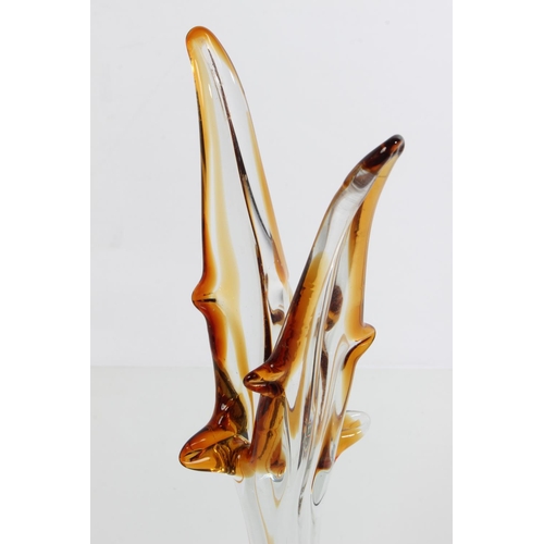 98 - An interesting two colour amber art glass vase.