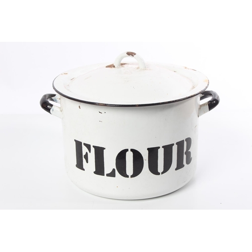 113 - A vintage enamel 'Flour' lidded container.