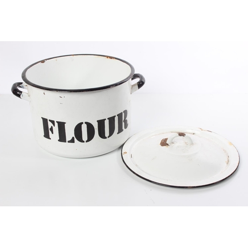 113 - A vintage enamel 'Flour' lidded container.