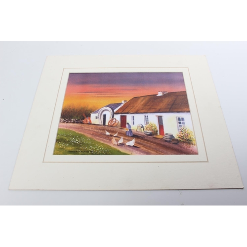 121 - An unframed print of an Irish Cottage.