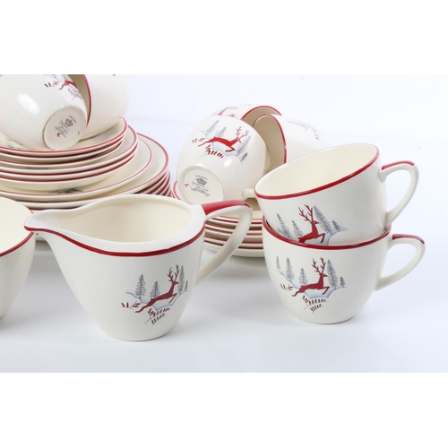 191 - A stunning vintage Crown Devon 'Red Reindeer' coffee, tea and dinner ware.