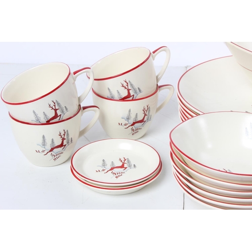 191 - A stunning vintage Crown Devon 'Red Reindeer' coffee, tea and dinner ware.