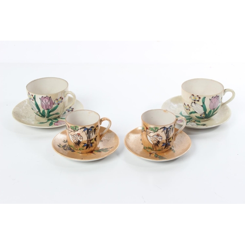 195 - Two pairs of Japanese cups and saucers.