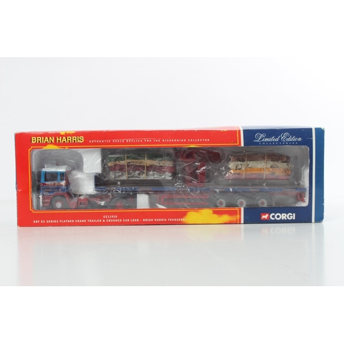 254 - A boxed Corgi Limited Edition Brian Harris CC11910 ERF EC Series Flatbed Crane Trailer and Crushed C... 