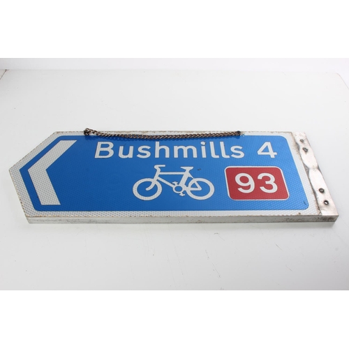 285 - A 'Bushmills' double sided road sign.