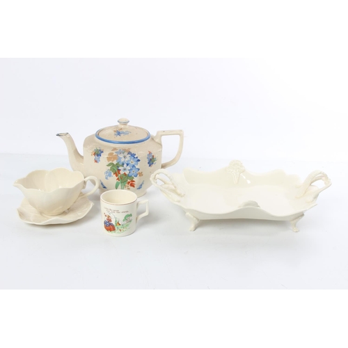 298 - A stunning ceramic two handled dish, a similar milk jug and plate, a vintage Gibson floral patterned... 