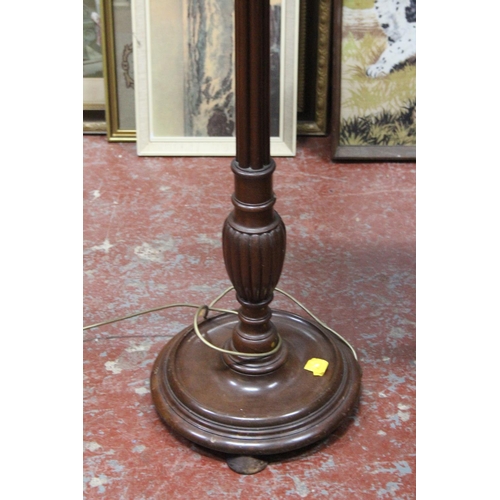 355 - A stunning antique mahogany standard lamp and shade.