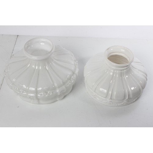 361 - Two antique milk glass shades.