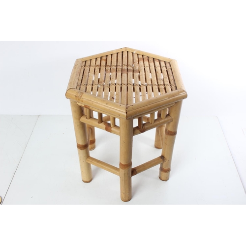 387 - A small vintage bamboo framed plantstand/table.