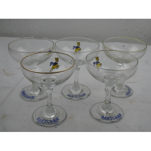 470 - Five vintage Babycham glasses.