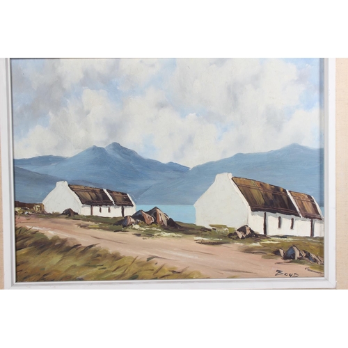 505 - A large vintage oil on board 'Donegal Cottages' signed Boyd.