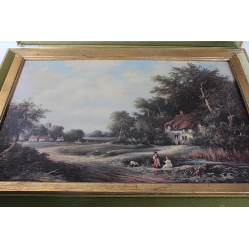 489 - Two large framed prints of rural scenes.