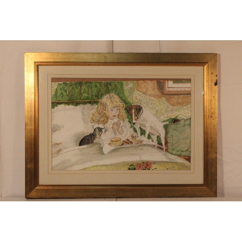 13 - A gilt framed painting.