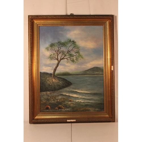 14 - A gilt framed oil painting 'At the Rivers Edge' signed Claude Buckle.