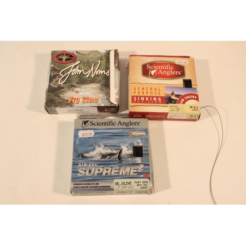 36 - Three boxes of assorted fly line.