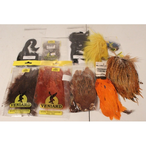 40 - A lot of assorted fly tying feathers to include Indian Hen, Turkey Marabou and more.