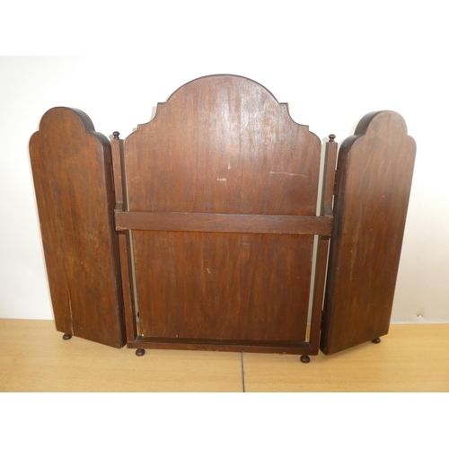 130 - An antique mahogany dressing table mirror.