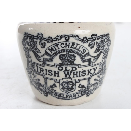 100 - An unusual small antique stoneware whisky crock, 'Mitchells Old Irish Whisky - Belfast'.