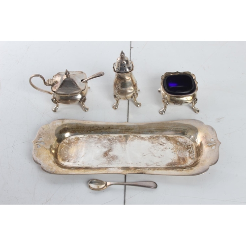 80 - A silver plated condiment set.