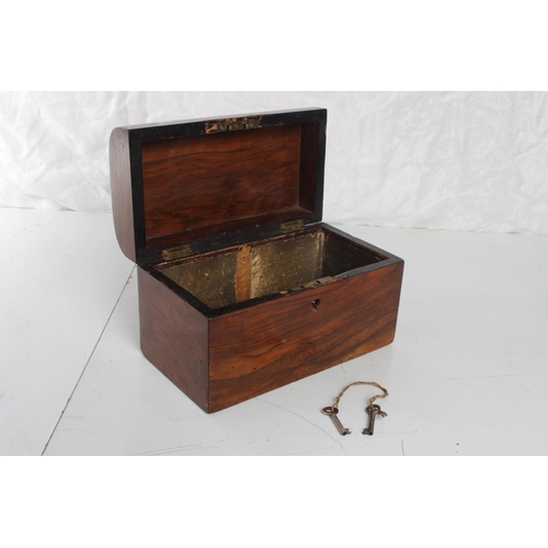 96 - An antique walnut box with original key.