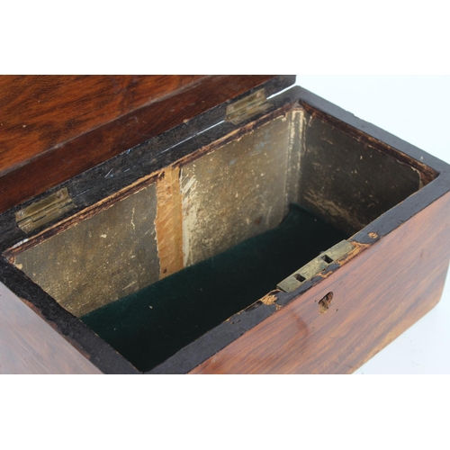 96 - An antique walnut box with original key.