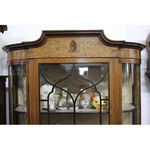 106 - A stunning antique/ Edwardian inlaid display cabinet on spade feet. Measures 110x180x40cm.